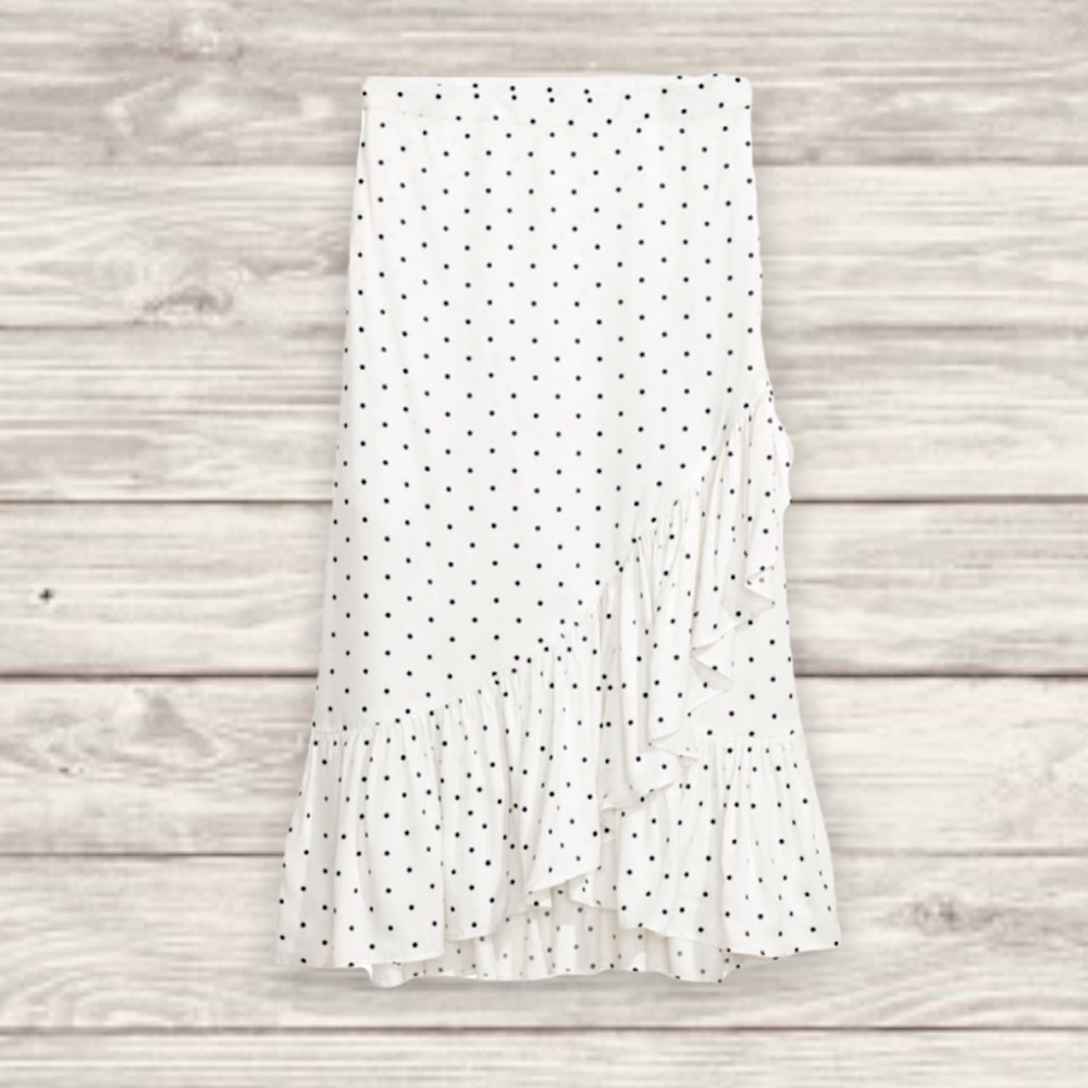 H&M Polka Dot Ruffle Midi Skirt